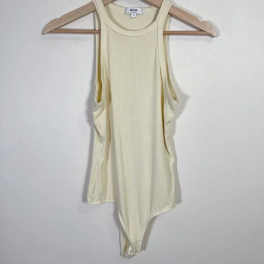 Agolde Rianne Ribbed Yellow Bodysuit - Picture 2 of 12